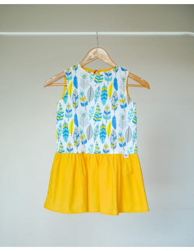 Kid's dress "Yellow Feathers" (size 110cm)
