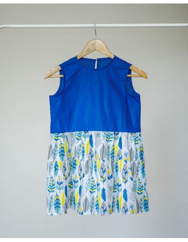 Kid's dress "Blue Feathers" (size 110cm)