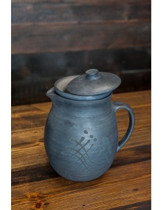 Black Pottery Pitcher with...