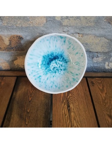 Glazed Pottery Bowl, White and Blue, ∅ 16cm