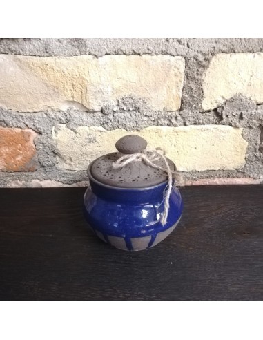 Glazed Pottery Pot - Brown & Dark Blue