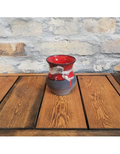 Glazed Pottery Vase - Brown & Red