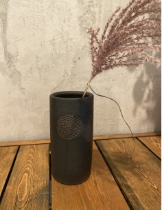 Black Pottery Vase, 22 cm