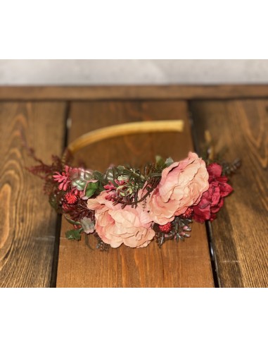 Headband with Flowers, pink and red