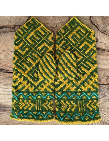 copy of Hand-knitted Women's Wool Mittens, Black & Yellow