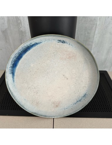 Round Pottery Serving Dish in Shades of Gray and Blue, ø 29cm