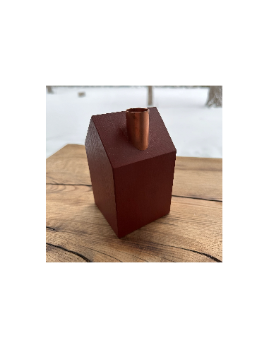 Wooden candlestick "House", Red, Size M