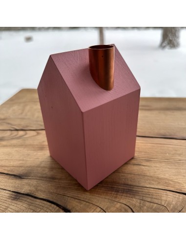 Wooden candlestick "House", Pink, Size L