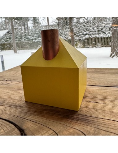 Wooden candlestick "House", Yellow, Size M